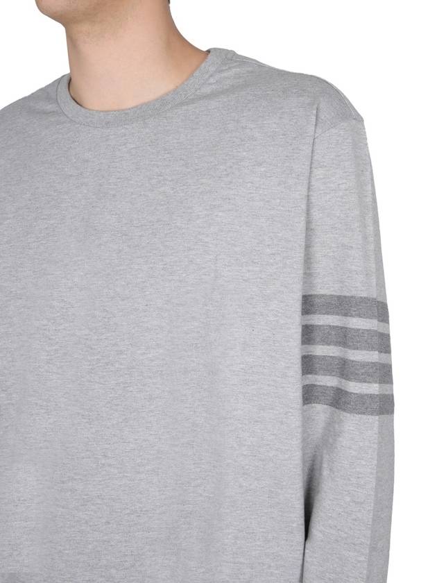 4 Bar Armband Tonal Long Sleeve T-Shirt Grey - THOM BROWNE - BALAAN 7