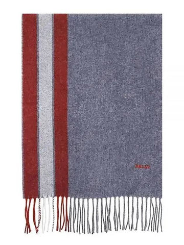 Striped Wool Cashmere Scarf Gray M7GT465T 8J458 F129 1212098 - BALLY - BALAAN 1