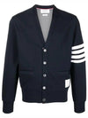 V-Neck 4 Bar Cardigan Navy - THOM BROWNE - BALAAN 2