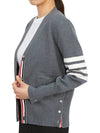 Milano Stitch 4 Bar Classic V Neck Fine Merino Wool Cardigan Medium Grey - THOM BROWNE - BALAAN 7