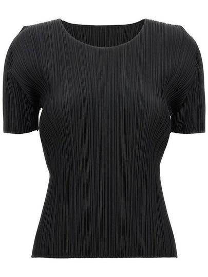 Basic Pleated Short Sleeve T-Shirt Black - ISSEY MIYAKE - BALAAN 2