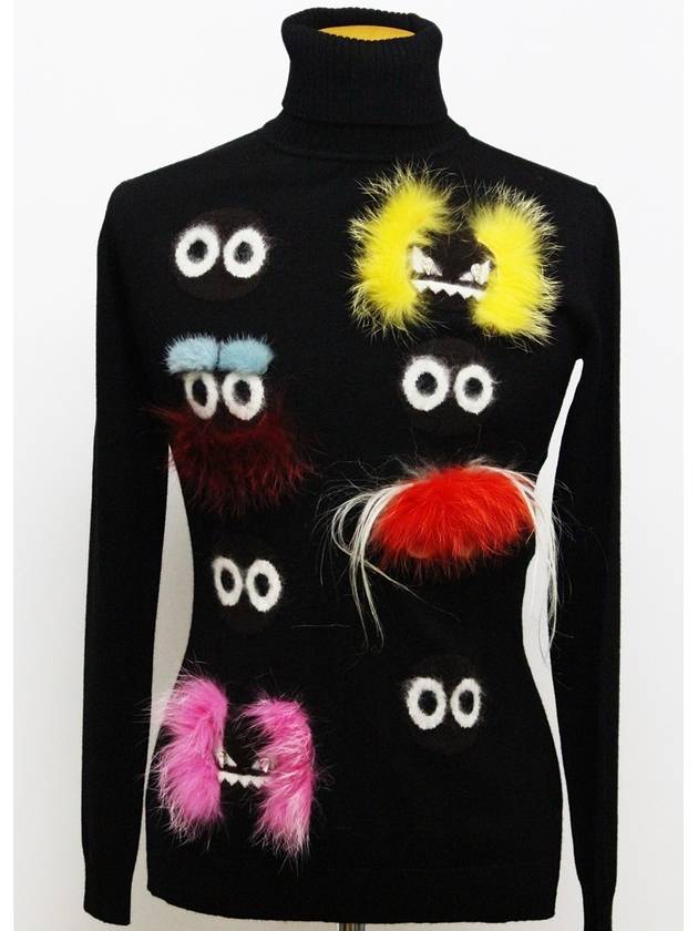 fur appliqu turtleneck sweater - FENDI - BALAAN 1