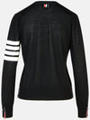 4 Bar Relaxed Fit Fine Merino Wool Cardigan Black - THOM BROWNE - BALAAN 4