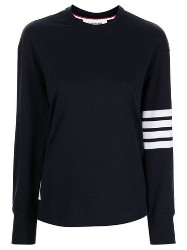 Engineered 4 Bar Medium Weight Jersey Oversized Long Sleeved T-Shirt Navy - THOM BROWNE - BALAAN 1