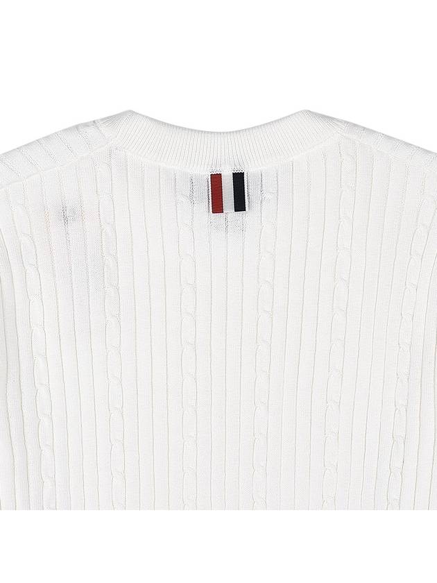 Baby Cable Rib Cotton 4-Bar Crewneck Knit Top White - THOM BROWNE - BALAAN 10