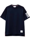 4-Bar Striped Cotton Short Sleeve T-Shirt Navy - THOM BROWNE - BALAAN 2