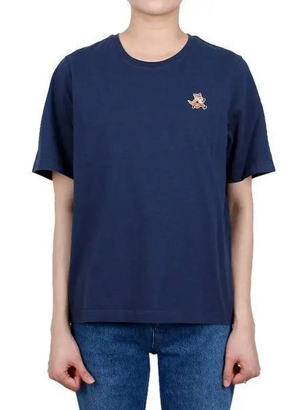 Speedy Fox Patch Comfort Short Sleeve T Shirt Navy - MAISON KITSUNE - BALAAN 2