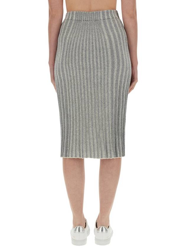 Baby Fox Patch Ribbed Midi Pleated Skirt Grey - MAISON KITSUNE - BALAAN 5