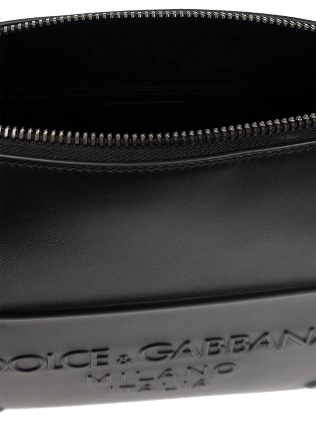 Raised Logo Calfskin Cross Bag Black - DOLCE&GABBANA - BALAAN 6