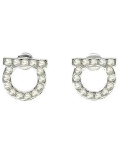 Gancini Pearl Earrings Silver - SALVATORE FERRAGAMO - BALAAN 2