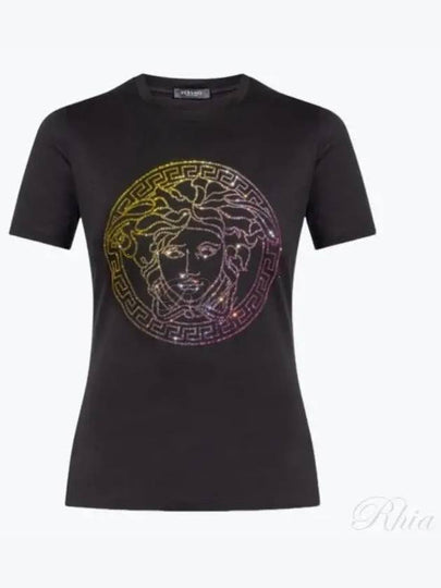 Medusa Crystal Logo Short Sleeve T-Shirt Black - VERSACE - BALAAN 2