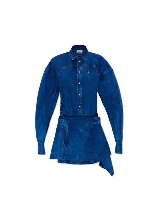 Women s Short Midi Dress Vivienne Westwood Meghan Shirt Blue - VIVIENNE WESTWOOD - BALAAN 2