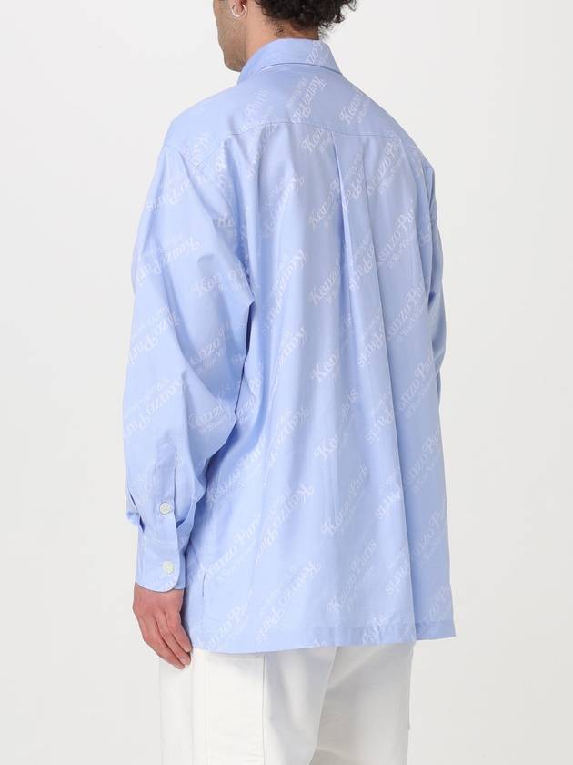 Verdy Logo Print Allover Oversized Cotton Long Sleeve Shirt Light Blue - KENZO - BALAAN 4