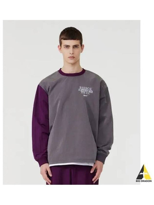 Lettering woven sweatshirt dark gray - REEBOK - BALAAN 1