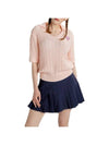 Falling in Golf V-neck collar cable knit pink - GOXO - BALAAN 1