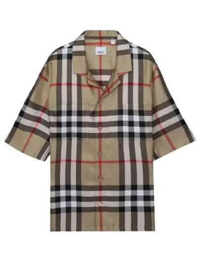 Vintage Check Silk Short Sleeve Shirt Archive Beige - BURBERRY - BALAAN 2