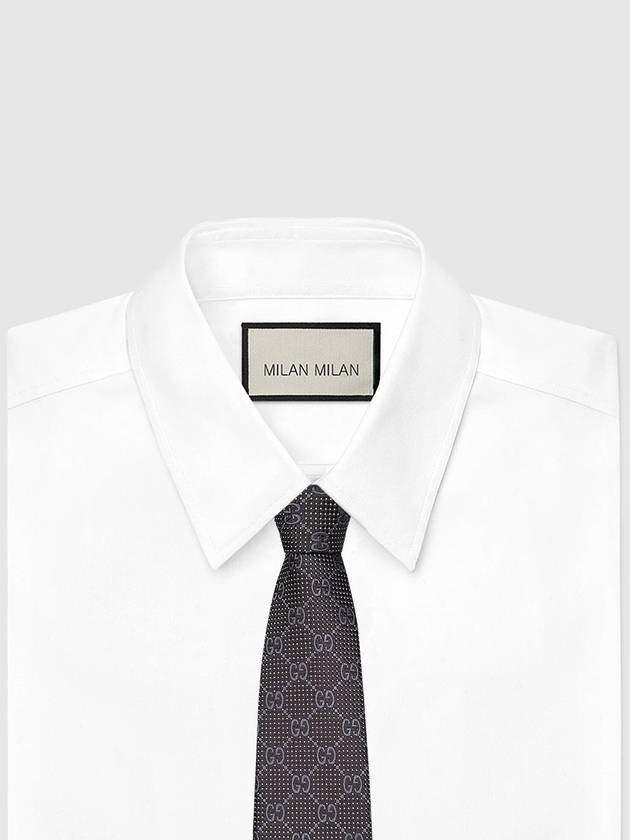 Men's GG Dot Pattern Silk Necktie Black - GUCCI - BALAAN 3