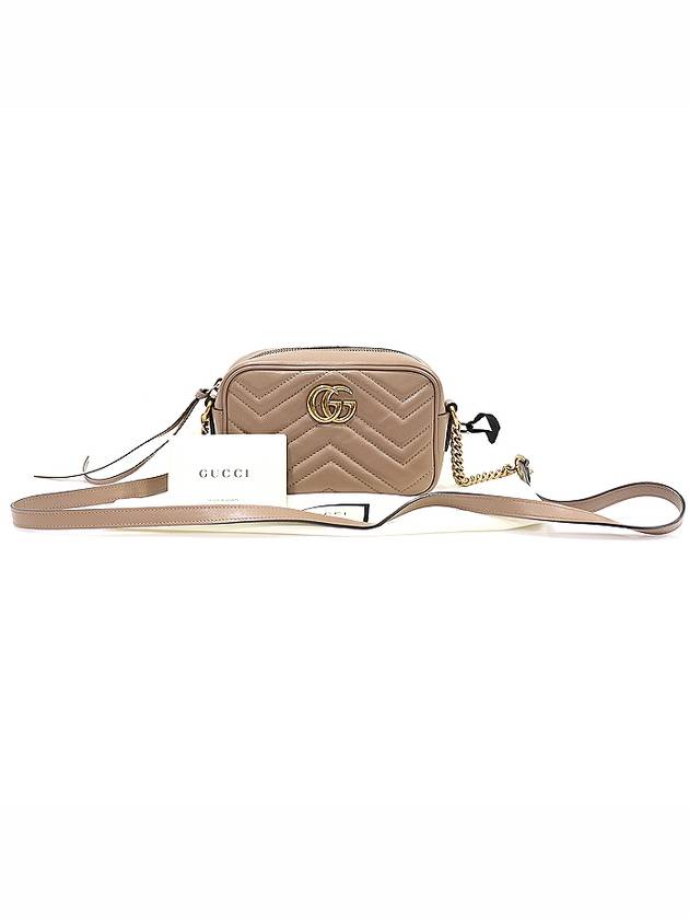 448065 Nude Beige Matelasse Chevron Gold Plated GG Marmont Mini Cross Bag - GUCCI - BALAAN 2