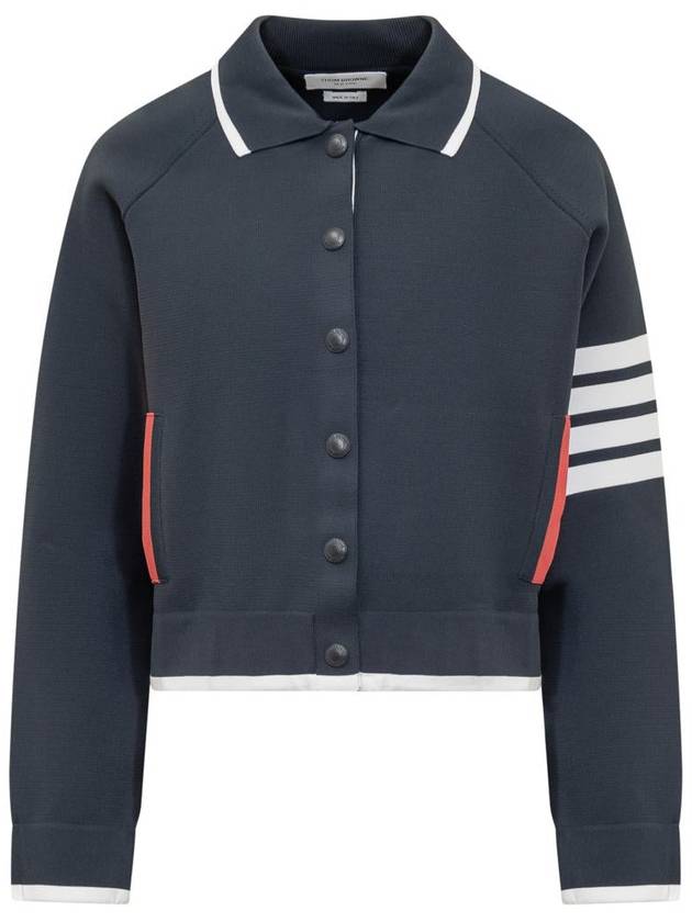 Viscose 4-Bar Polo Bomber Jacket Navy - THOM BROWNE - BALAAN 2