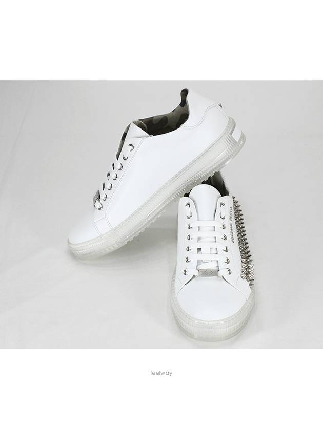 Camouflage Logo Studded Leather Low-Top Sneakers White - PHILIPP PLEIN - BALAAN 2