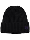 23FW black logo wool beanie NS064 BLACK - NEEDLES - BALAAN 3