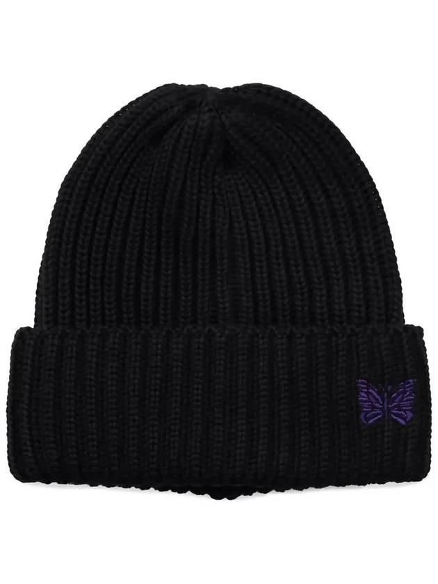 23FW black logo wool beanie NS064 BLACK - NEEDLES - BALAAN 3