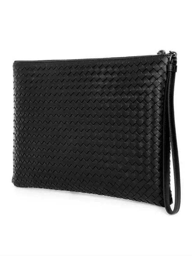 Intrecciato Strap Clutch Bag Black - BOTTEGA VENETA - BALAAN 3