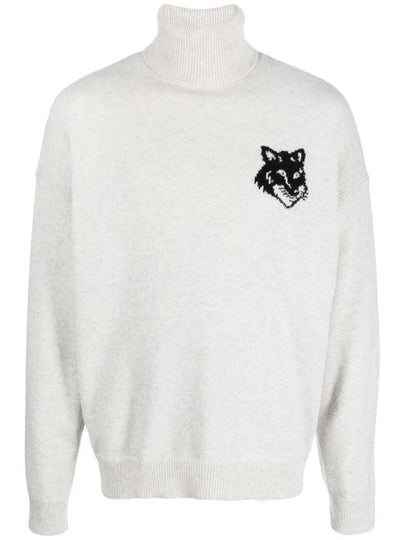 Fox Head Intarsia Comfort Turtleneck Light Grey - MAISON KITSUNE - BALAAN 2