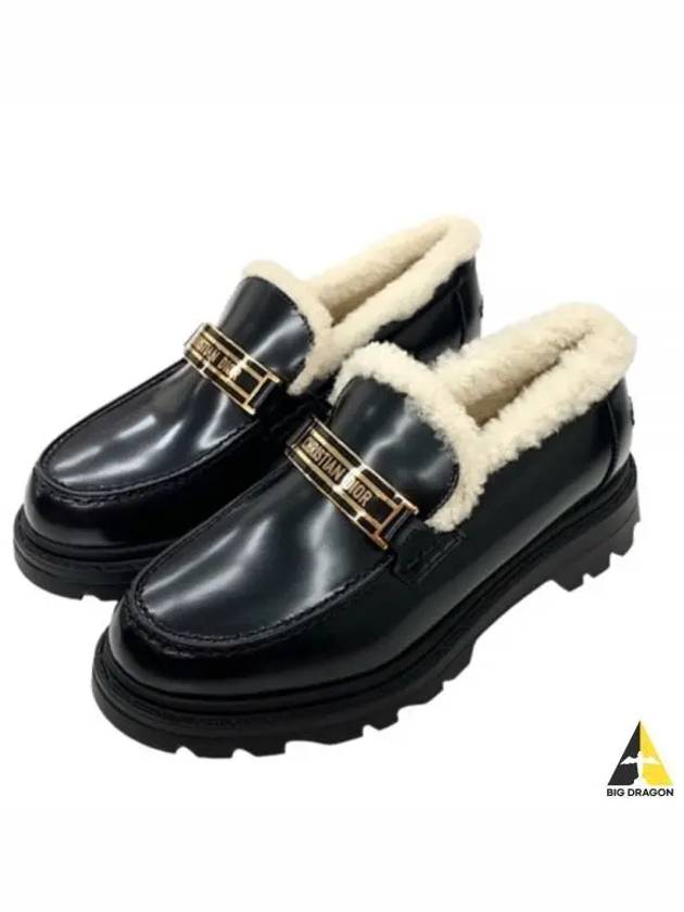 Code Brushed Calfskin Shearling Loafer Black - DIOR - BALAAN 2