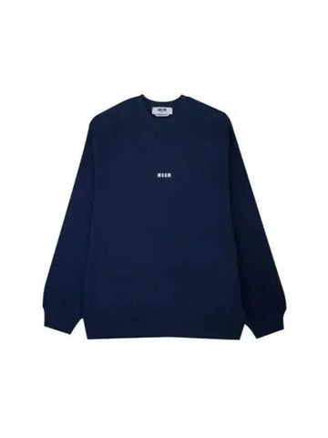 Micro Logo Cotton Sweatshirt Navy - MSGM - BALAAN 1