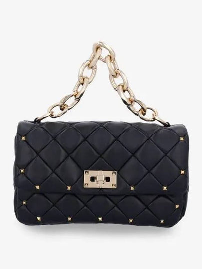 Patchwork Rockstud Spike Shoulder Bag Black - VALENTINO - BALAAN 2