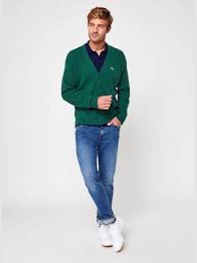 Relaxed Fit Button Wool Cardigan Green - LACOSTE - BALAAN 4