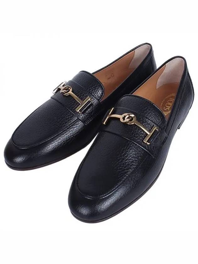 Women's Double T Logo Leather Loafers Black - TOD'S - BALAAN 2