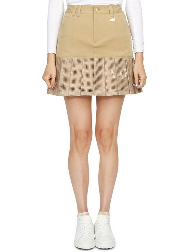 Golf Wear Women s Mini Pleated Skirt MLW 3B AE06 BEIGE - MARK & LONA - BALAAN 1