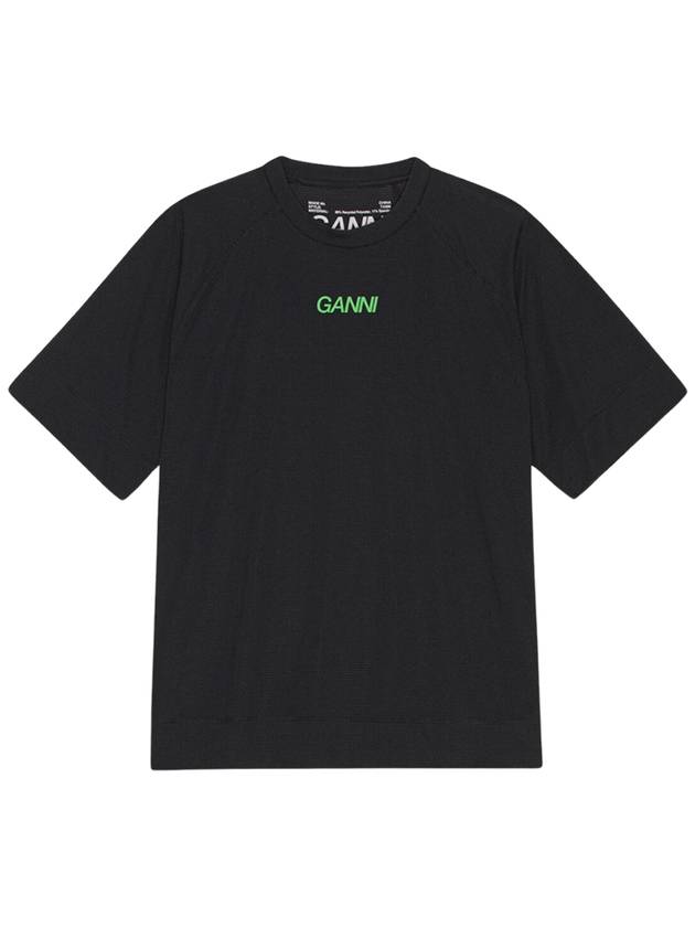 Active Mesh Short Sleeve T-Shirt Black - GANNI - BALAAN 2