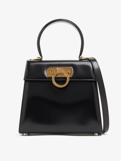 Iconic Top Handle Small Tote Bag Black - SALVATORE FERRAGAMO - BALAAN 2