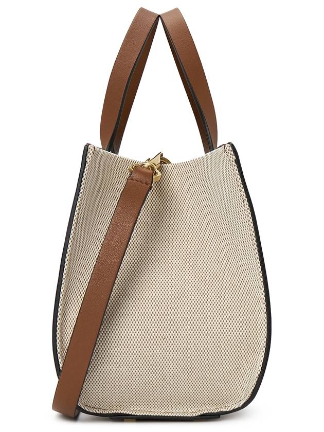 Women's V Logo Signature Canvas Tote Bag Beige - VALENTINO - BALAAN 4