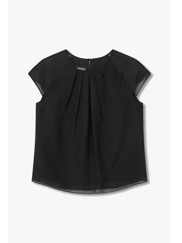 Women s Pleated Neck Easy Blouse Black - EMPORIO ARMANI - BALAAN 1