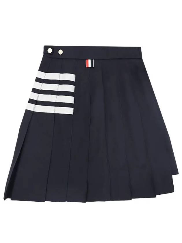 4 Bar Plain Weave Mini Pleated Skirt Navy - THOM BROWNE - BALAAN 6