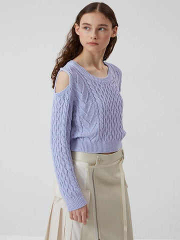 Shoulder slit cable knit PURPLE - REAL ME ANOTHER ME - BALAAN 1