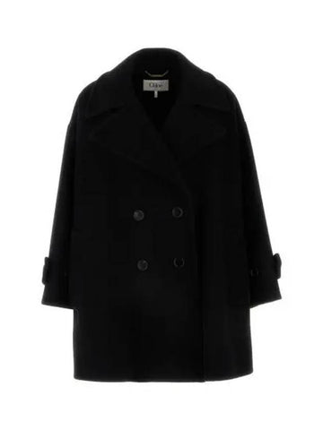 Black wool blend oversized coat CH24WMA26072 001 270420 1149399 - CHLOE - BALAAN 1