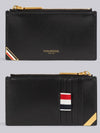 Three Stripe Tab Enamel Corner Zipper Card Wallet Black - THOM BROWNE - BALAAN 2