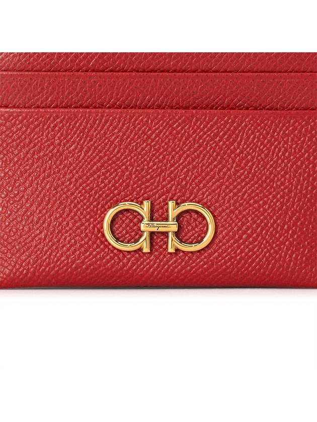 Gancini Card Wallet Lipstick Red - SALVATORE FERRAGAMO - BALAAN 6