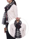 Checkered Wool Silk Scarf Navy - BURBERRY - BALAAN 2