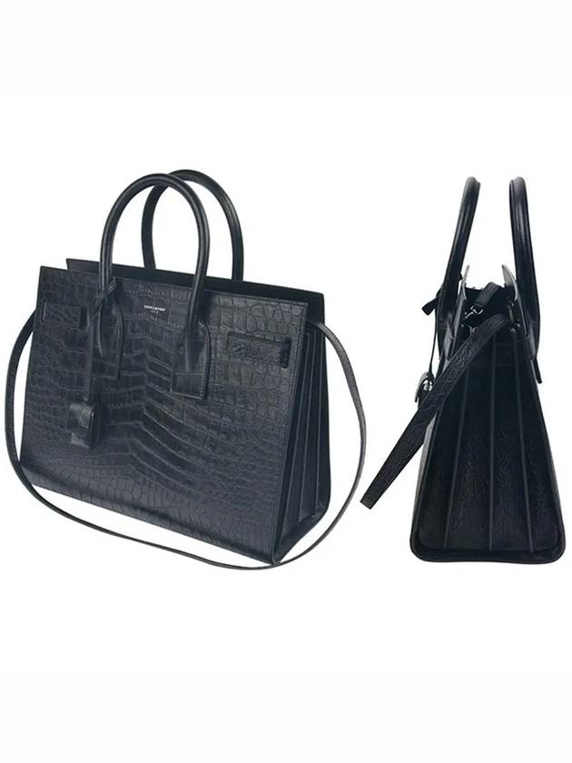 Sac De Jour Leather Tote Bag Black - SAINT LAURENT - BALAAN 3