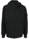 Men's Wappen Patch Softshell Zip Up Hoodie Black - STONE ISLAND - BALAAN 2