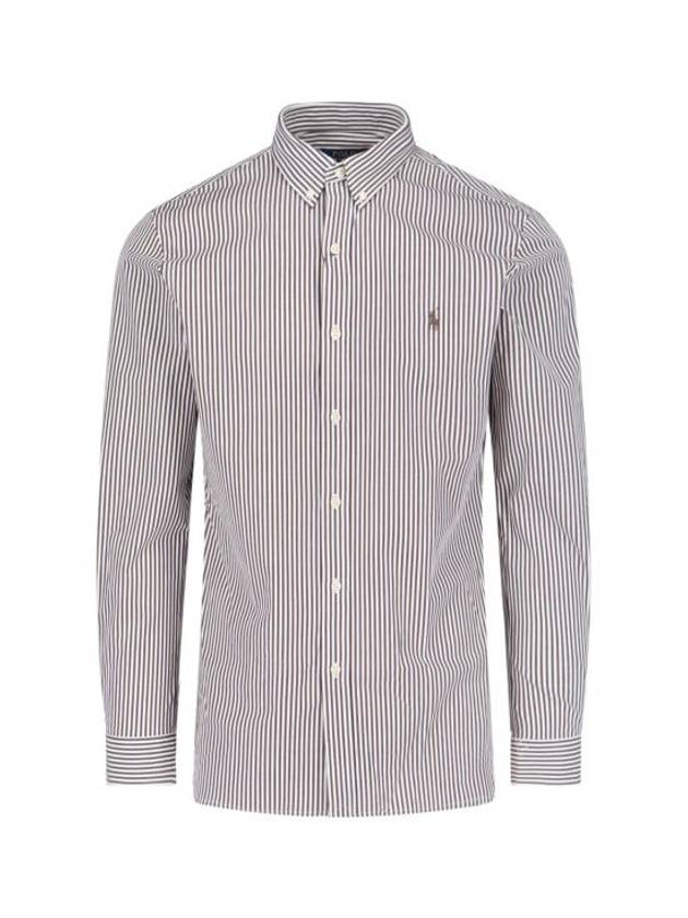 All Fit Striped Long Sleeve Shirt Brown - POLO RALPH LAUREN - BALAAN 2