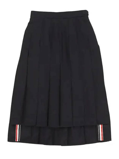 Super 120S Twill Below Knee Pleated Skirt Navy - THOM BROWNE - BALAAN 2