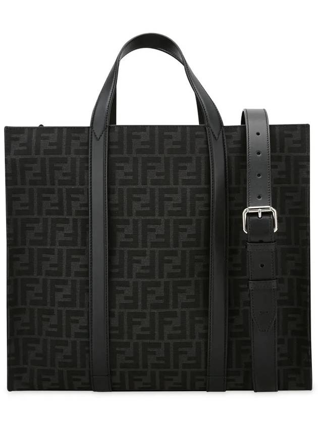 FF Jacquard Fabric Shopper Tote Bag Black - FENDI - BALAAN 2