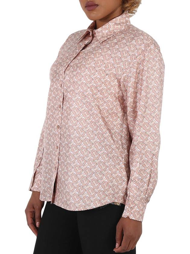 Women's Monogram Print Silk Long Sleeve Shirt Pink - BURBERRY - BALAAN 3